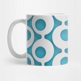 Mid-Century Circles Pattern on Blue Mug